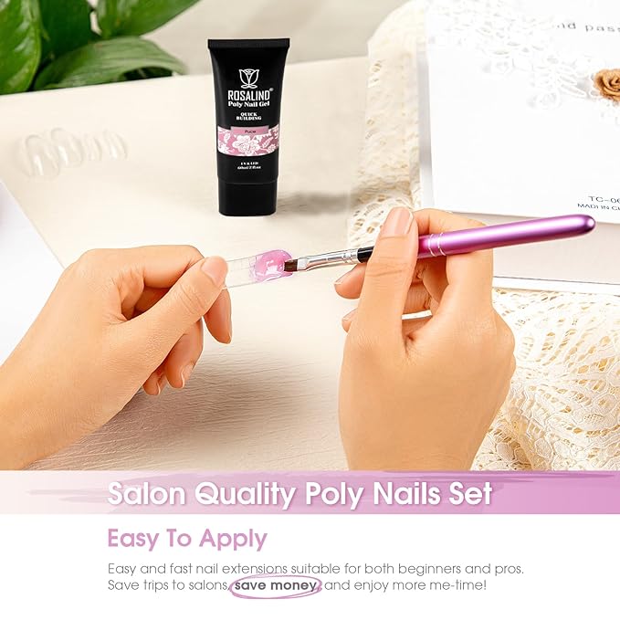 ROSALIND Purple Poly Extension Gel, 60ml/2 oz Purple Pink Fall Colors Poly Nail Gel Building Enhancement for Nail Thickening Decoration, Easy to DIY Use at Home Need UV Lamp