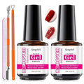 Gel Nail Polish Remover Kit - 2PCS 15ML(0.5fl.oz) Fast Gel Remover No Soaking or Wrapping Needed, Includes Cuticle Pusher & Scraper & File, Easy Removal for Gel Nails