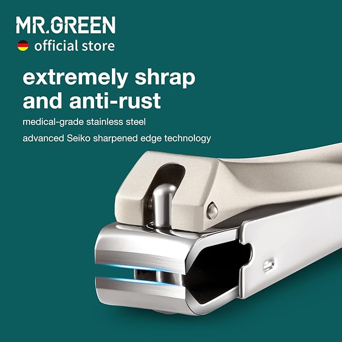 MR.GREEN Nail Clippers Stainless Steel Anti Splash Fingernail Cutter Manicure Tools Bionics Design Pedicure Scissor Nail Trimmer (Nail Clipper (Large)+Nail File)