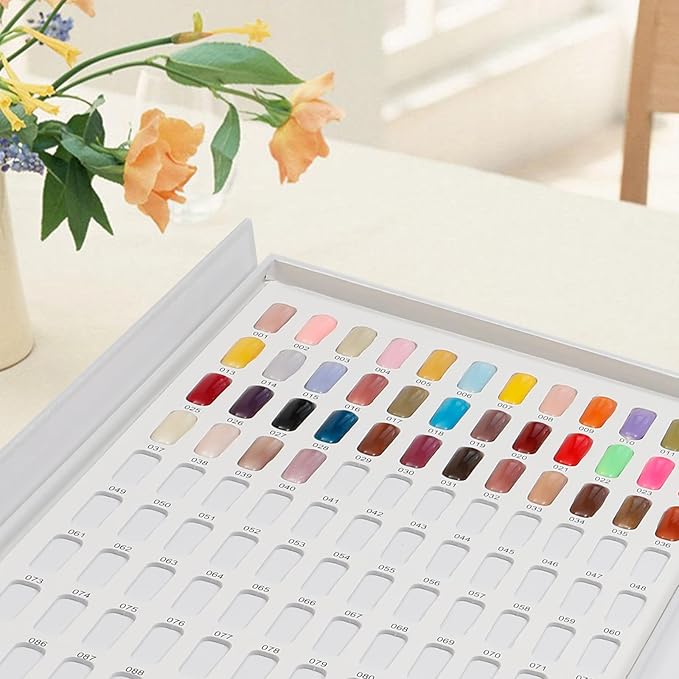 Professional 216 Nail Colors Display Chart, Nail Gel Polish Organizer Card Book, Nail Art Salon Nail Swatch Stick Card board Painting Practice Book