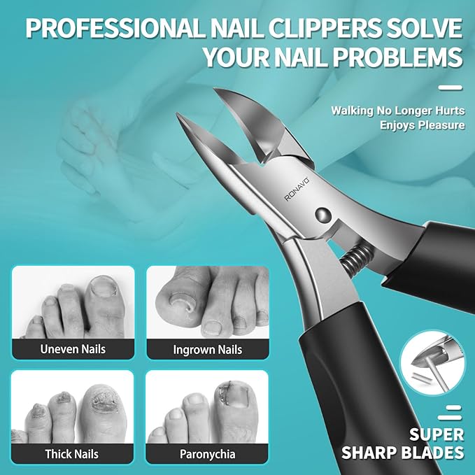 Toenail Clippers for Ingrown & Thick Toenails - Idea Stocking Stuffers Gift for Men & Dad, Heavy Duty Toe Nail Clippers with Sharp Blades & Long Handle, Professional Pedicure Tool Easy Deep in Nails