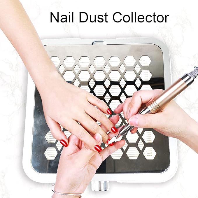 Nail Dust Collector, Professional 60W Vacuum Fan Vent Dust Collector Extractor, 4500RPM Brushless Motor Electric Dust Suction Machine for Home Nail Salon (US Plug)