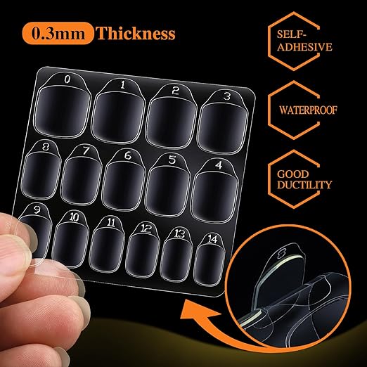 Teenitor 900pcs Nail Adhesive Tabs, 15 Sizes of Press on Nail Sticky Tabs, Nail Stickers for Press on Nails, Nail Tabs Nail Glue Stickers, 60 Sheets