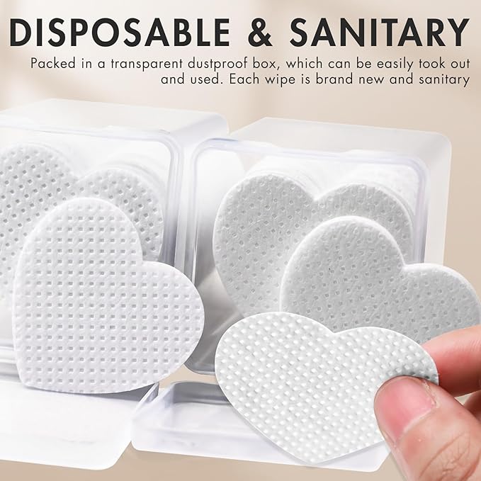 600 PCS Embagol Eyelash Extension Glue Wipes Lint Free Nail Wipes Non-Woven Fabric Lash Glue Nail Polish Remover for Lash Extension Supplies (White)