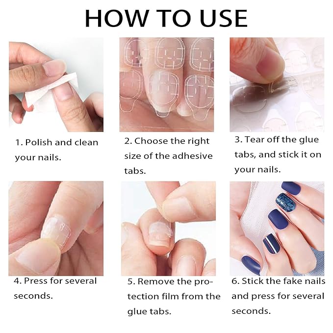 Allstarry 1200pcs (50 Sheets) Adhesive Tabs Ultrathin Waterproof Breathable Double-Sided Jelly Nail Sticker Super Sticky False Nail Glue Sticker Transparent Flexible for Manicure