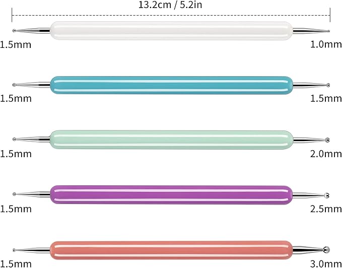 5 Pcs Pattern Tracing Stylus, Ball Embossing Stylus for Transfer Paper, Tracing Tools for Drawing, Embossing Tools for Paper, Art Dotting Tools for Nail Art, Ball Tip Clay Tools Sculpting Stylus
