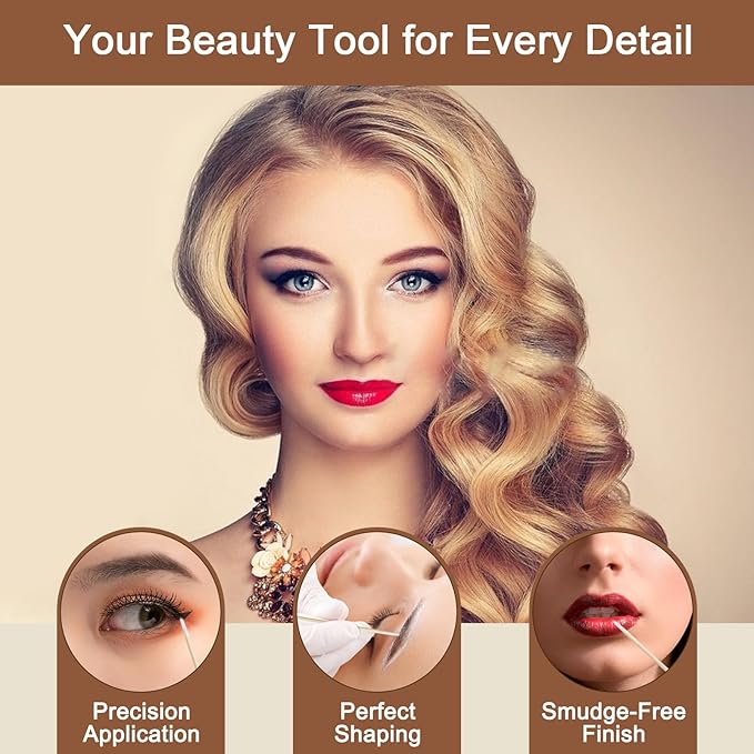 1000 Pcs Pointed Cotton Swabs for Nails, 4 Inch Microblading Cotton Swab for Makeup, Nail Polish Clean Up Tool, Lint Free Cotton Buds for Beauty, Precision Makeup and Craft Applicators (1000 pcs)