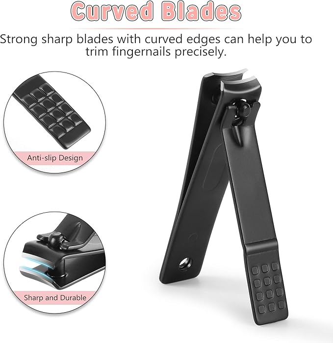 Manicure Set, Jubolion 19pcs Stainless Steel Professional Nail Clippers Pedicure Set with Black Leather Storage Case, Portable Grooming Kit for Travel or Home, Perfect Gifts Women and Men (Black)