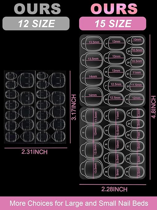 600PCS Nail Adhesive Tabs for Press on, EBANKU Waterproof Breathable Nail Glue Stickers Ultra-Thin Press on Nail Sticky Tabs in 15 Sizes, 20 Sheets Double Sided Transparent Nail Tape for Manicure DIY