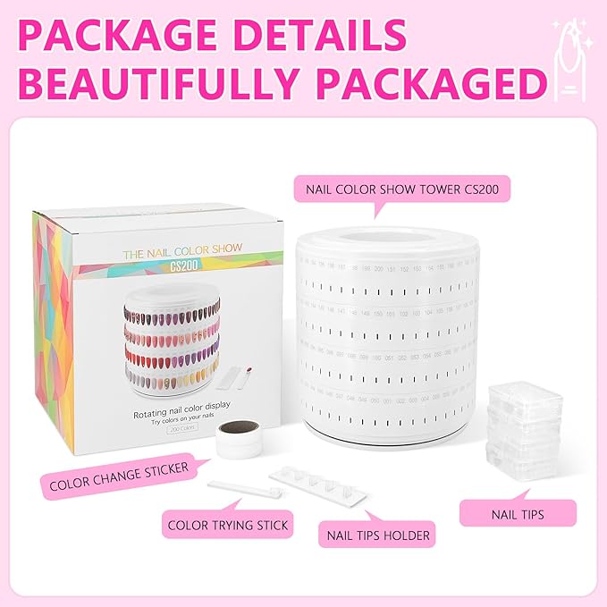 I·B·N G Nail Polish Display Book 200 Colors, Professional Nail Color Display Show Nails Sample Book (CS200)