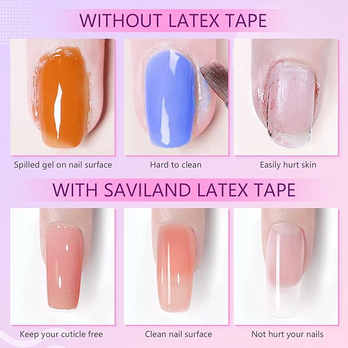 SAVILAND 2PCS Liquid Latex for Nails: 30ML Liquid Latex Peel Off Nail Polish Cuticle Guard for Gel Polish with Tweezers Nails Polish Protector for Fingers Peel Off Tip Tape for Nail Art