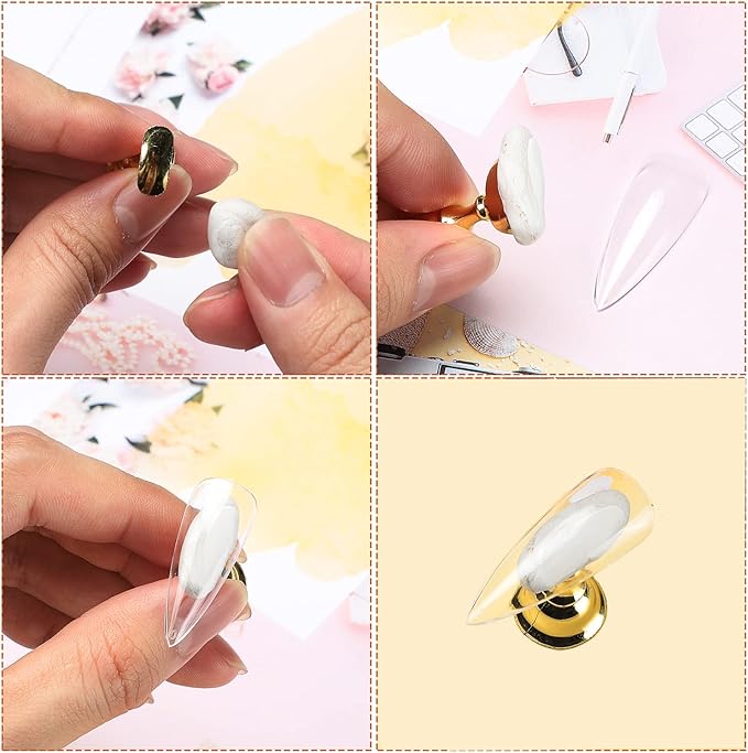 Etercycle Acrylic Nail Display Stand DIY Nail Crystal Holder Magnetic Practice Stands with Reusable Adhesive Putty Clay for False Nail Tip Manicure Tool (2 Sliver)