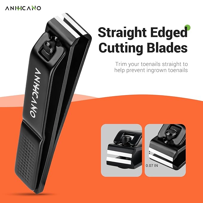 Nail Clippers with Glass Nail File, Ultra Sharp Nail Clipper Set, Professional Fingernail & Toenail Clippers Nail Cutter for Men and Women (Black)