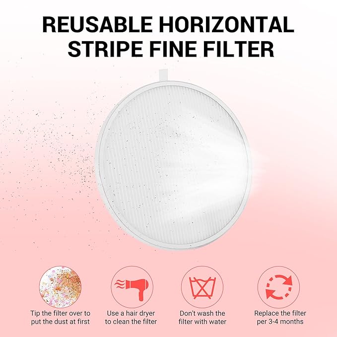 MelodySusie Nail Dust Collector Replacement Filter 2 Pack, Reusable Dust Filter for MelosySusie Nail Dust Collector Vacuum Fan Dust Collector Extractor Electric Dust Suction Machine