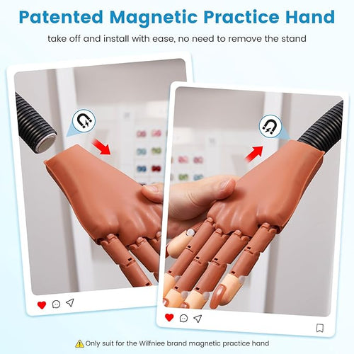 (1 Palm Only, Only Fit for Wilfniee Magnetic Nail Hand) Wilfniee Practice Hand Palm for Acrylic Nails: Magnetic Nail Practice Hand Palm Flexible Fake Hand For Nail Practice