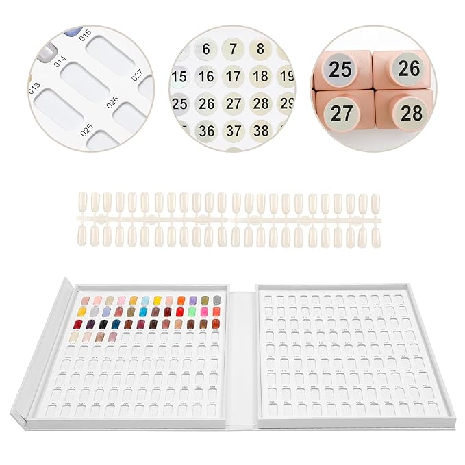 Professional 216 Nail Colors Display Chart, Nail Gel Polish Organizer Card Book, Nail Art Salon Nail Swatch Stick Card board Painting Practice Book