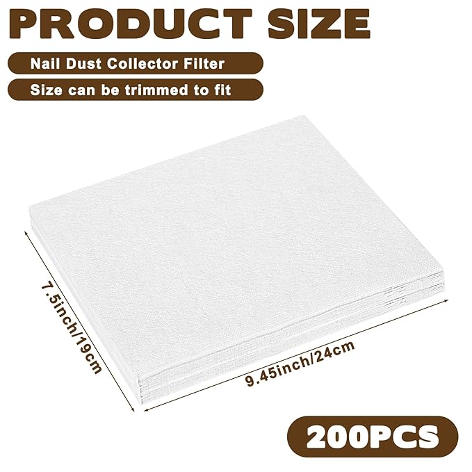 200Sheets Nail Dust Collector Filter Paper, Disposable Nail Dusts Filters for Most Nails Dust Fan Extractor Machine, Nails Tech Supplies Accessories for Salon Spa Tech Home Use Accessories