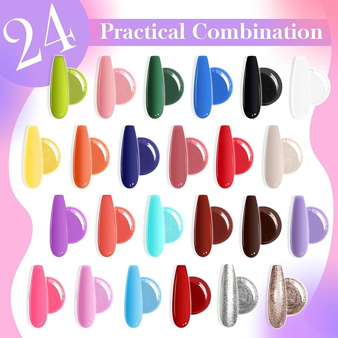 Gradient Painting Gel, 24 Bright Glitter Gold&Silver Black&White Pearlescent Colors Ombre Gel Nail Polish for Light Pigment Pat Nail Gel Kit French Manicure No-wipe DIY Nail Art Soak of UV B