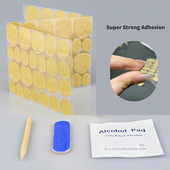 Ultra-Slim Nail Adhesive Tabs – Jelly Double Sided Waterproof Gel Sticker Pads with Tool Set, Seamless & Strong Hold for Press On Nails, Fake Tips & Manicures, 24 Sizes Extra-Strong Kraft(15)