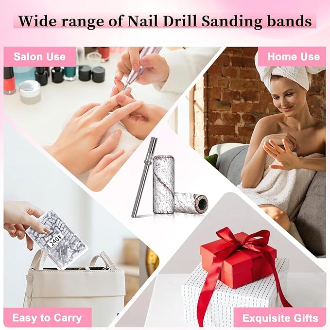 [Upgrade] 3.1 MM Mini Sanding Bands for Nail Drill 120 Grit, 100 Pcs Small Bands for Acrylic Nails Gel Manicures and Pedicure, Salon Use