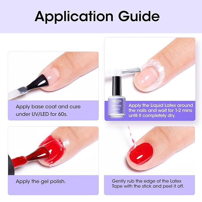 GELLEN Liquid Latex for Nails, 15ml Nail Peel off Cuticle Guard for Nail Polish with Plastic Nail Stick Nail Art Liquid Latex Tape Cuticle Protectors Gifts for Women