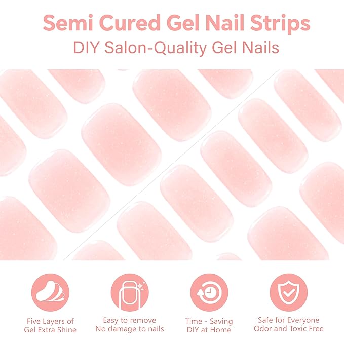 SEMINCA Semi Cured Gel Nail Strips-Salon Quality Press on Work Nails,Office Chic & Professional,Long Lasting Wear for Party & Daily,Works with Any UV/LED Lamps(Nebula Veil Gradient)