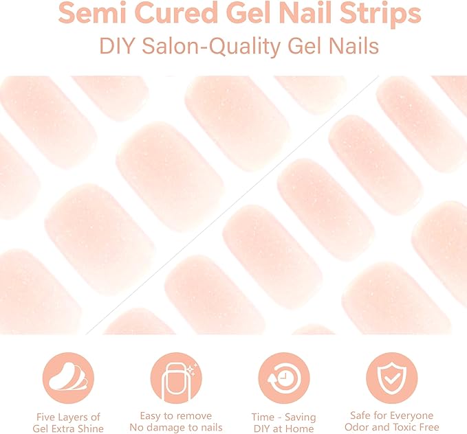Semi Cured Gel Nail Strips-Divorce Party Press On Nails - Single AF Semi-Gel Stickers,Works with Any UV/LED Lamps,Wine Proof Glossy Finish,Girls Night (Nudist)