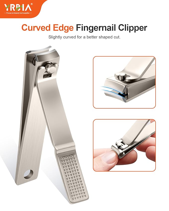 Nail Clippers with Glass Nail File, YRBIA 3 Piece Ultra Sharp Nail Clipper Set, Professional Fingernail & Toenail Clippers Nail Cutter for Men and Women (Champagne)