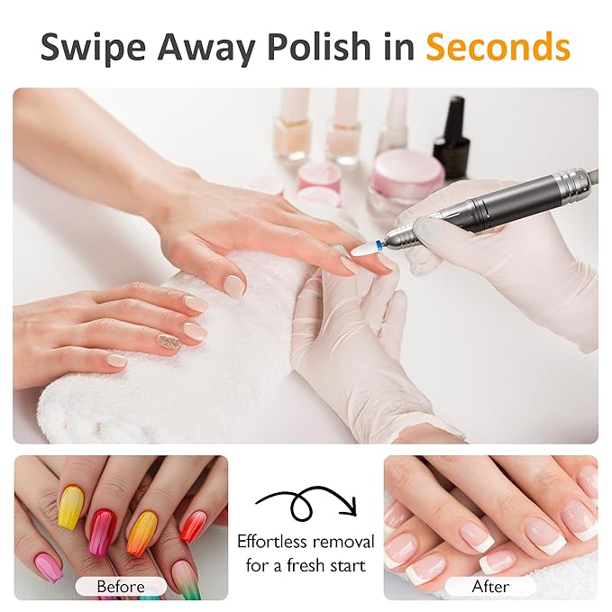 Sunvivi 40000RPM Electric Nail Drill, Rechargeable Nail File Set for Acrylic Nails Gel Polishing, Professional Nail E File Manicure Pedicure Tools with Nail Drill Bits for Home Salon Use