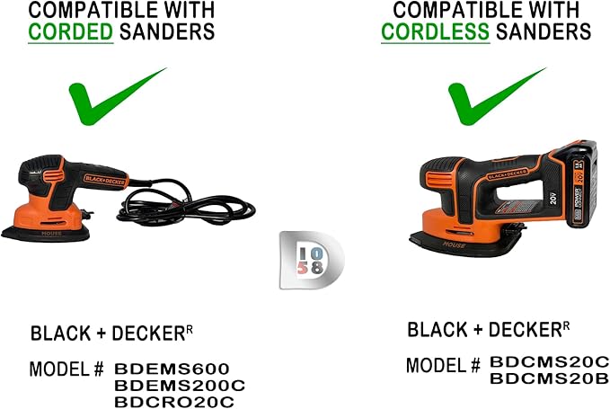 Shop Vacuum Hose Adapter compatible with Cordless BLACK+DECKER Mouse Detail Sander BDCMS20C BDCMS20B BDC120VA100 for Vac Dust Reducer Collector 1-1/4 in 1.25 inch