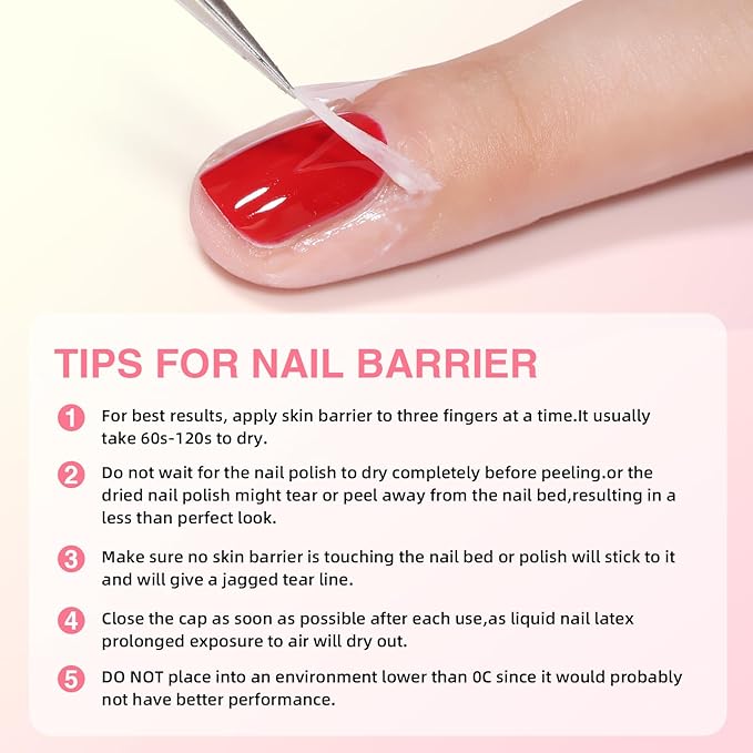 Liquid Latex for Nails 2 Pack, 15ml Fast Drying Peel Off Cuticle Guard, Nail Polish Barrier Protector for Nail Art DIY Manicure