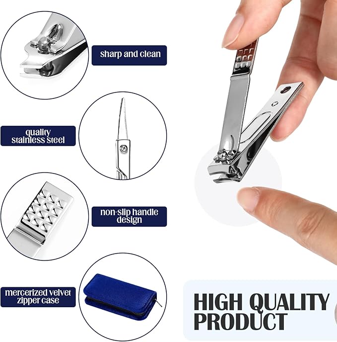 Coume 48 Set Men Gift Bulk Nail Care Kit Stainless Steel 8 in 1 Manicure and Pedicure Set with Travel Case Stocking Stuffers Baby Shower Prizes for Employee Teacher Staff Coworkers(Blue Series)