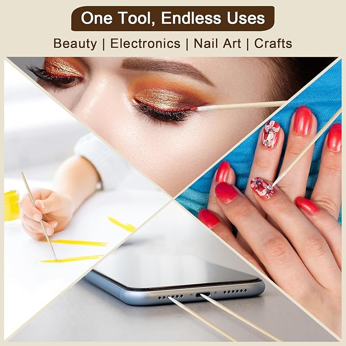 1000 Pcs Pointed Cotton Swabs for Nails, 4 Inch Microblading Cotton Swab for Makeup, Nail Polish Clean Up Tool, Lint Free Cotton Buds for Beauty, Precision Makeup and Craft Applicators (1000 pcs)