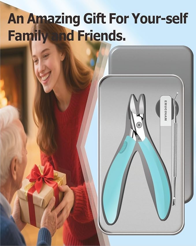 Toe Nail Clippers for Ingrown & Thick Toenails with Nail File & Cleaner - Podiatrist Ingrown Toenail Clippers Set for Seniors & Adults - Ingrown Nail Tool with Stainless Steel Super Sharp Blades