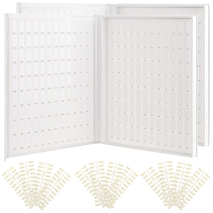 PINGEUI 2 Pack 216 Colors Nail Display Book, Nail Gel Polish Display Chart with 480 Nail Tips, Nail Polish Sample Display Book for Nail Salon and Nail Painting Practice