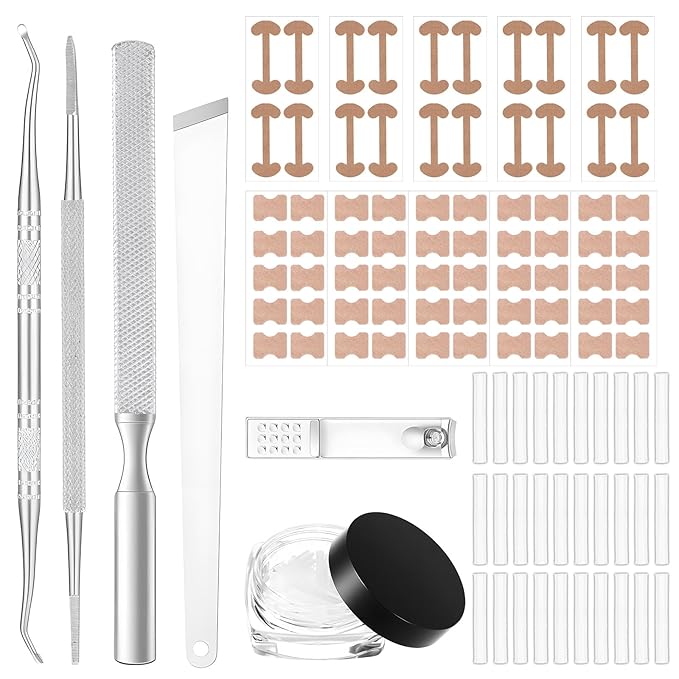 Professional Ingrown Toenail Corrector Set with Ingrown Toenail Strips, Curved Toenails Corrector Patch, Painless File and Lifter Pedicure Tools, Ingrowns Toenails Tools for Women and Man