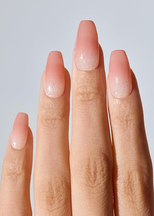 ohora Semi Cured Nail Strips (N Rose Serenade) - Works with Any UV/LED Lamps, Salon-Quality, Long Lasting, Easy to Apply & Remove - Includes 2 Prep Pads, Nail File & Wooden Stick