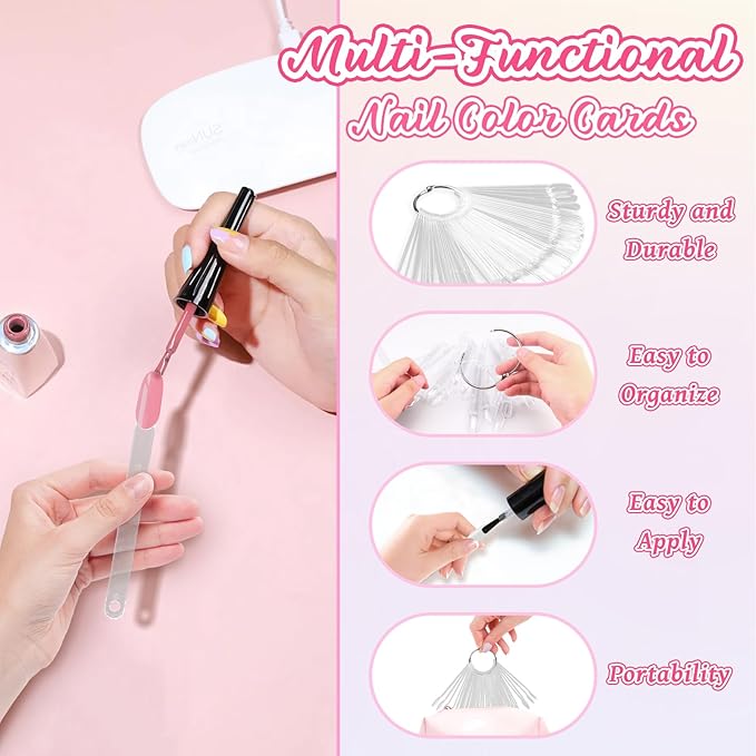 200 Pieces Clear Nail Swatch Sticks with Ring, Transparent Nail Sample Sticks, Blank Color Display Tips Polish Tester Supplies for Tech Practice Manicure Art Home Salon DIY (Oval)