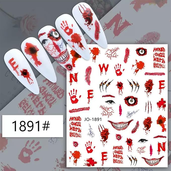 30 Sheets Halloween Nail Art Stickers Cute Pumpkin Skull Ghost Nail Stickers 3D Self-Adhesive Bat Spider Webs Nail Decals Nail Supplies for Women Girls Kids Decor