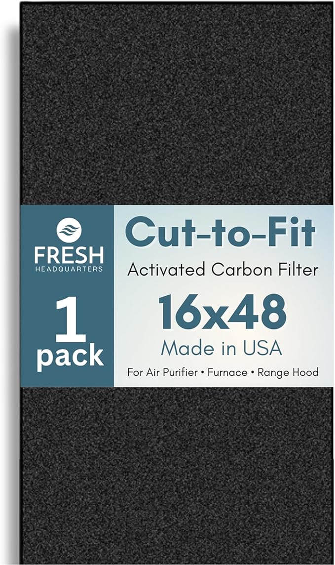 Activated Carbon Filter Pad - Cut to Fit Air Vent Filters for Home, AC, Furnace, Range Hood & Vent - Charcoal Filter Sheets Material for Dust, Odor, Smoke & Allergen Removal - 1 Pack
