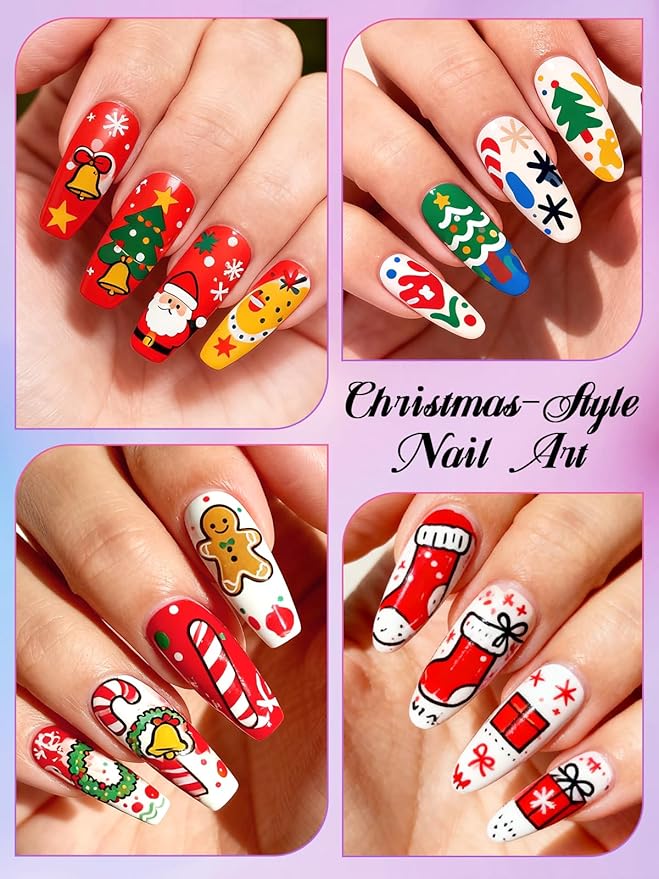 Kalolary 24 Color Nail Art Markers Set, 3D Nail Art Pens Point Nail Graffiti Dotting Pen Quick-Drying Waterproof Double Headed Acrylic Paint Pens Set for DIY Nails Art Design