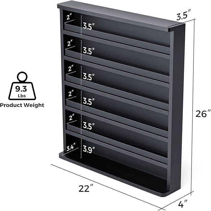 Wood Nail Polish Rack 2 Packs, Wall Mount Nail Polish Organizer, 6 Layers Nail Salon Storage Display Shelves Perfume Essential Oil Bottles Holder w/Acrylic Baffle, Black