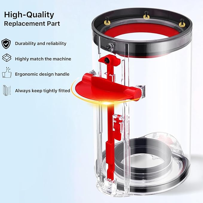 Dust Bin Replacement Parts,For V11 V15 SV14 SV15 SV22 Detect Slim, Vacuum Cleaner Canister Bin Accessories Part,Clear Bin Attachments Can Hold Animal Pet Hair