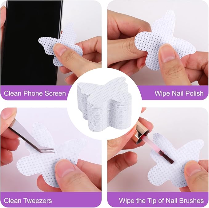 400pcs Nail Cotton Pads 1 Pull-Off Pump-Style Bottle Suitable for Nail Care Wipes, Nail Cleaning Pads, Mascara Extension Glue Cleaning Wipes, and Nail Care Product Sets (White)