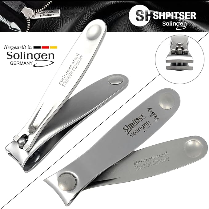 Professional Manicure and Pedicure Set of 5 Surgical Stainless Steel Instruments, Made in Solingen, Germany, Luxury Topinox Grooming Kit In Full Grain Nappa Leather Case