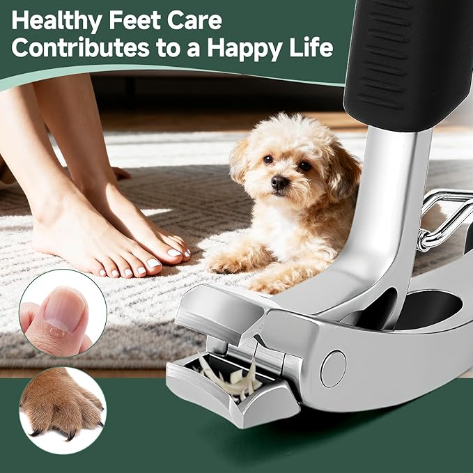 Toe Nail Clippers for Seniors, Dual- Angled Head & Long Handle, Heavy Duty Ingrown Toenail Clipper Set for Men (Black 5-in-1 Set)