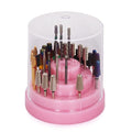 PANA Round Cake Tier Nail Drill Bit Holder Display Organizer Case - Dustproof Carbide Bit Storage Container Box For Manicure Tools Nail Salon - 48 Holes Pink (Drill Bits Not Included)