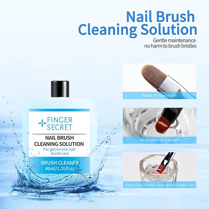 Nail Brush Cleaning Solution - 40ml Nail Art Brush Cleaner for Manicure Products,Nail Brush Cleaning Easily Better Used for Nail Art Design Nail Painting Brush