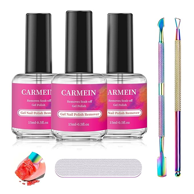 (3-pack) Professional Gel Nail Polish Remover, 15ml/0.5 fl oz, Liquid Formula, Paraben-free, For Natural and Long-lasting Gel Nail Polish Removal for nails.