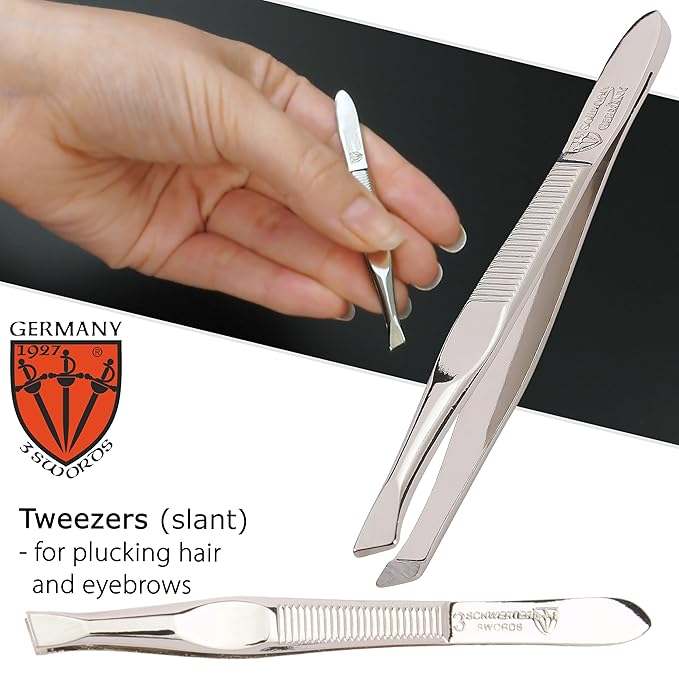 3 Swords Germany - brand quality 3 piece manicure pedicure grooming kit set for professional nail care scissors file genuine leather case in gift box, Made in Solingen Germany